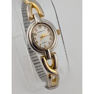 Watch-It Women's Watch 20mm Case Two Tone Stretch Band- New Battery